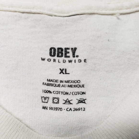 Obey T-Shirt Mens XL Ivory Short Sleeve Graffiti Skater Grunge Streetwear Zumiez - Picture 3 of 16